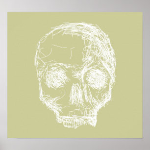 Skull Sketch. White. Poster