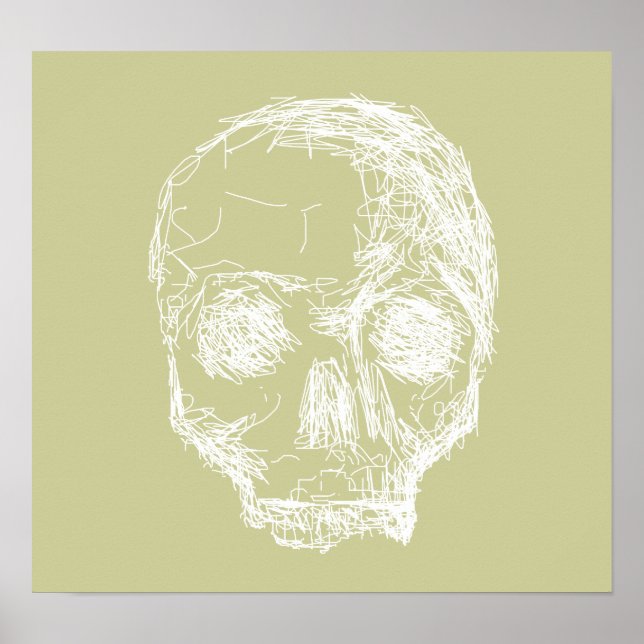 Skull Sketch. White. Poster (Front)