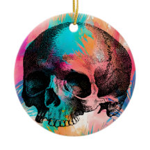 Skull Sketch With Colorful Boho Background
