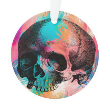 Skull Sketch With Colorful Boho Background