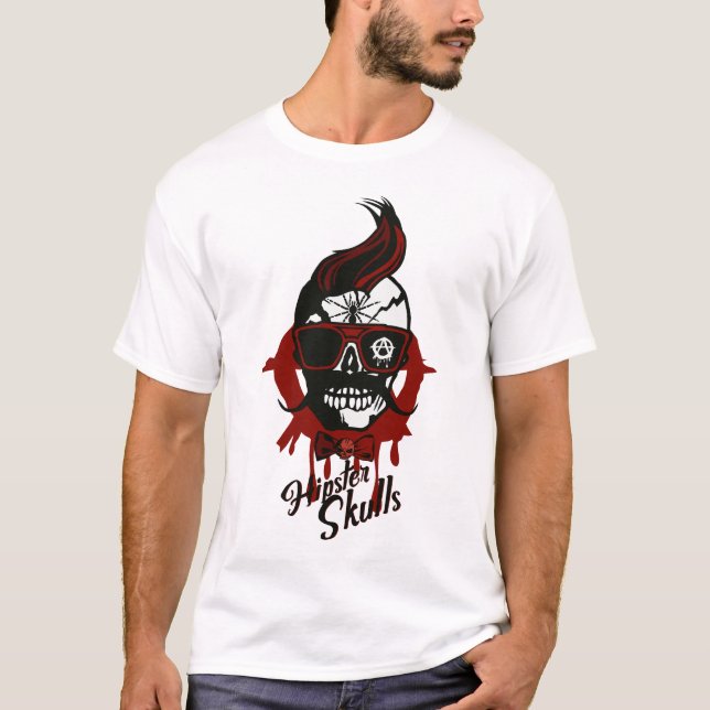 skull skull skull mustache goggles T-Shirt (Front)