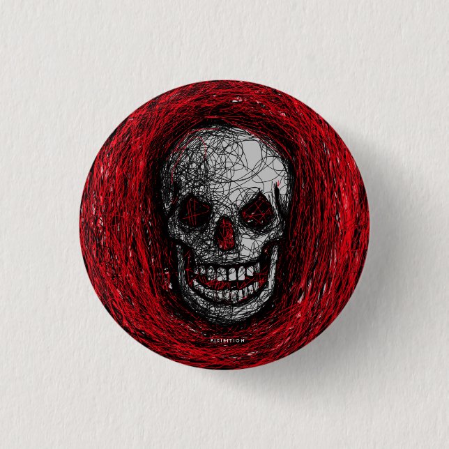 Skull Smile Button Red Scratch (Front)