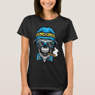 Skull Smoke Cigar Hip Hop Rap Beatbox Skateboard S T-Shirt