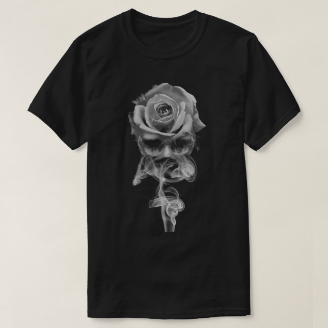 Skull Smoke Rose Sugar Skull Flower Rose Tattoo Sm T-Shirt (Design Front)