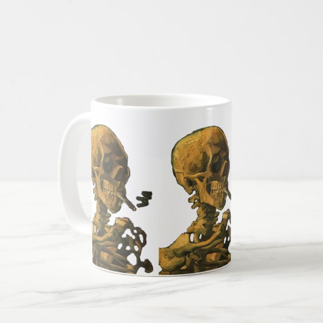 Skull Smoking Cigarette Coffee Mug (Front Left)