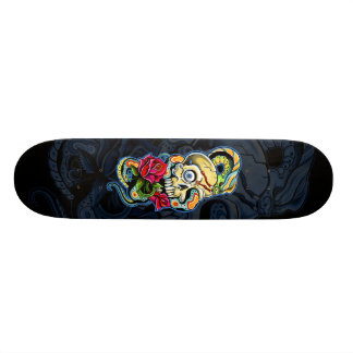 Skull Snake Roses Design Skateboard