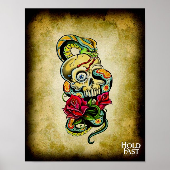 Skull Snake Roses Poster (Front)
