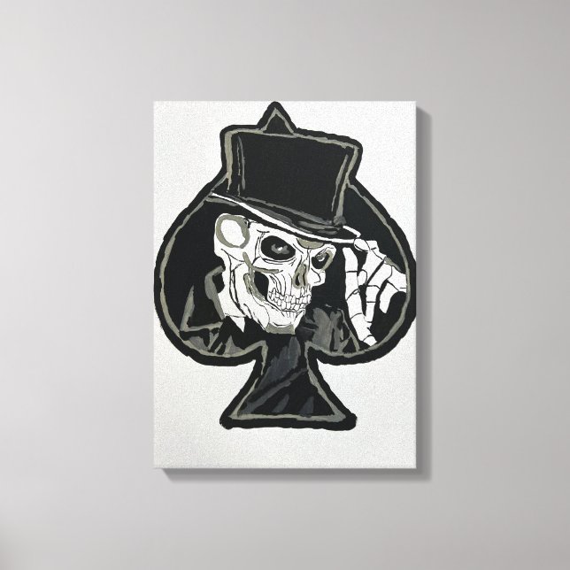 Skull Spade Painted by Mark Elsen Canvas Print (Front)