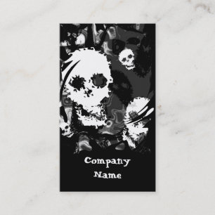 Skull Spectres B & W business card black vertical