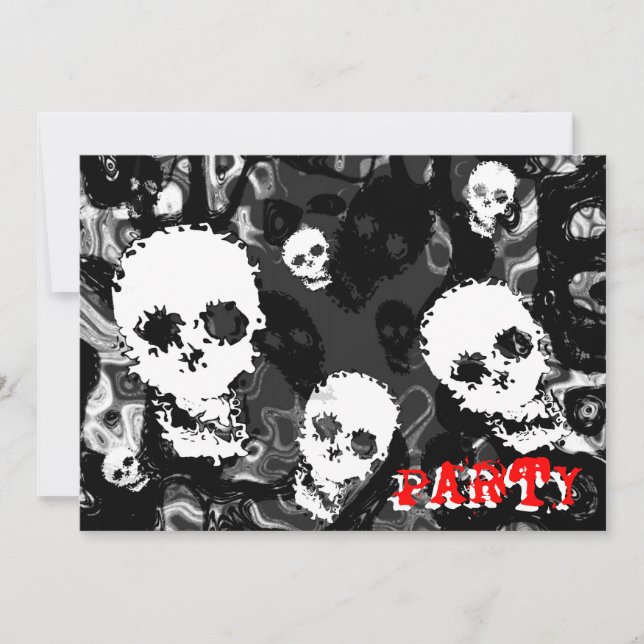 Skull Spectres B&W red 'Party' invitation (Front)