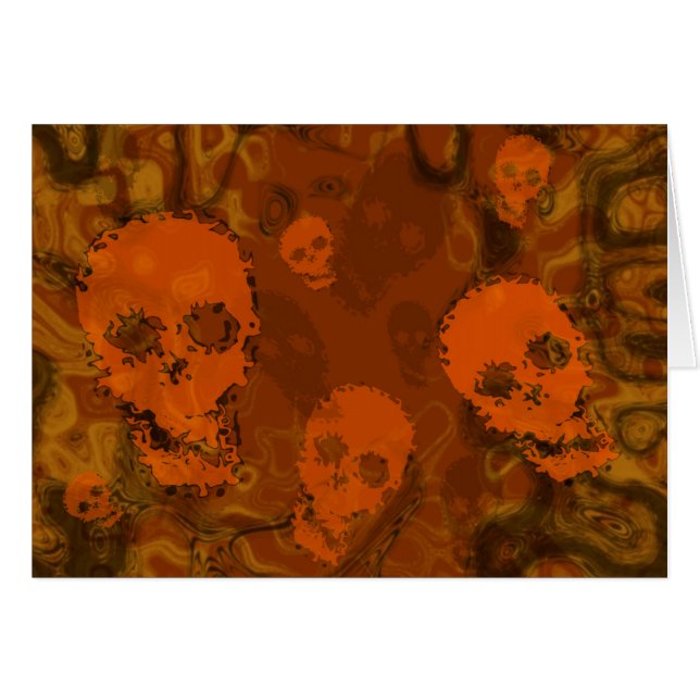 Skull Spectres Orange greetings card (Front Horizontal)