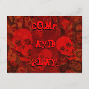 Skull Spectres Red 'Come and Play!' postcard