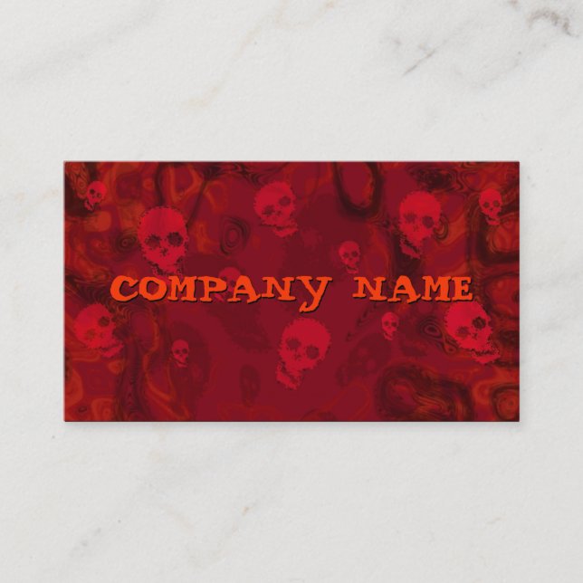 Skull Spectres Red small horizontal red Business Card (Front)
