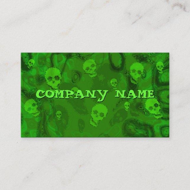 Skull Spectres small horizontal green Business Card (Front)