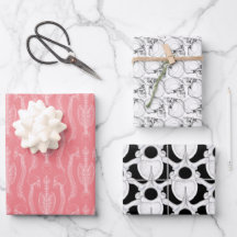 Skull & Spine Bones on Pink Wrapping Paper Sheets