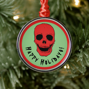 Skull Spooky Horror metal ornament