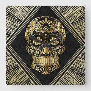 Skull Square Wall Clock