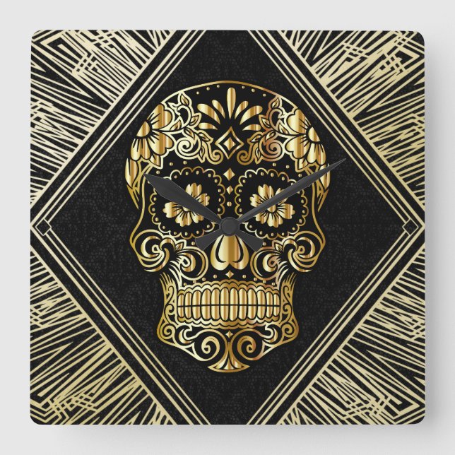 Skull Square Wall Clock (Front)