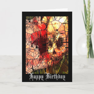 Skull Stained Glass Birthday Card