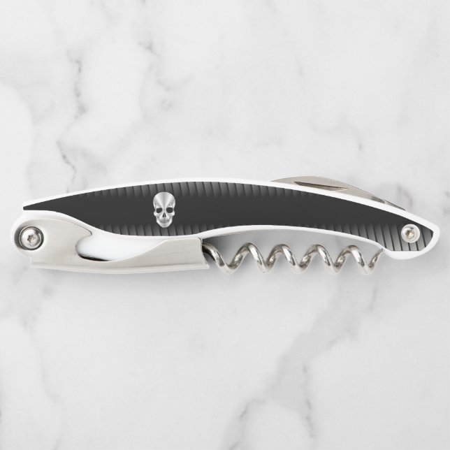 Skull Stainless Steel Look Corkscrew (Front)