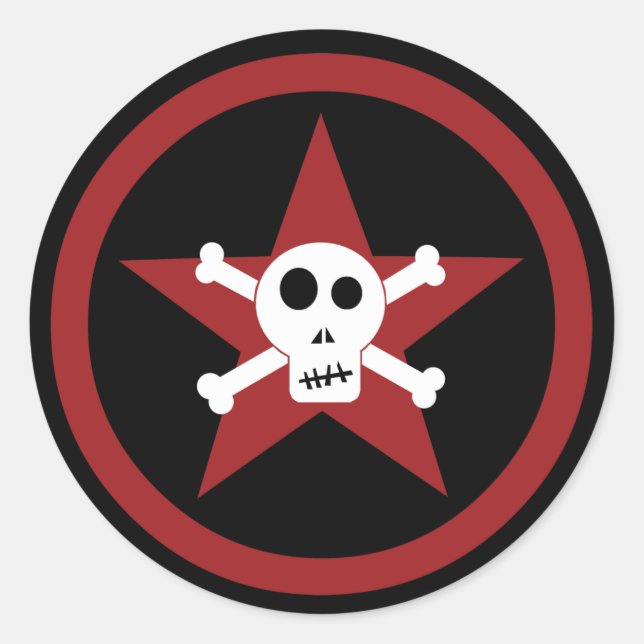 Skull & Star Classic Round Sticker (Front)