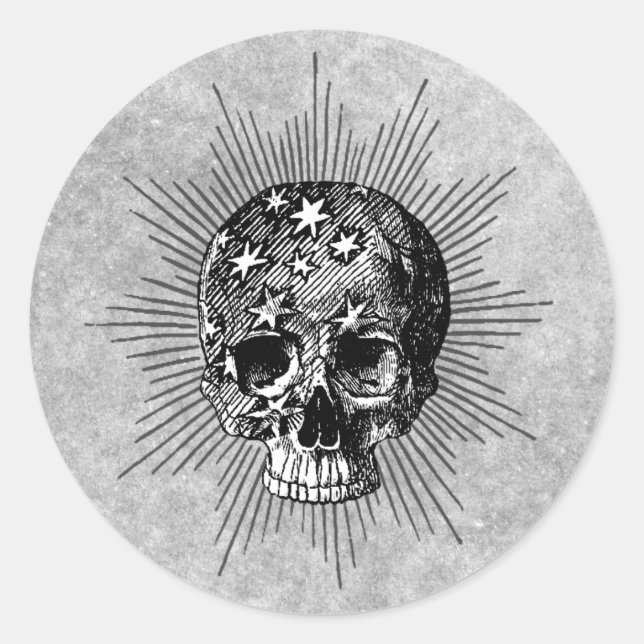 Skull & Stars I Classic Round Sticker (Front)