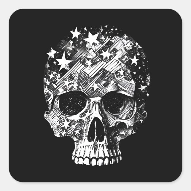 Skull & Stars IV Square Sticker (Front)