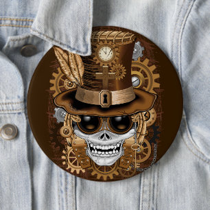 Skull Steampunk Voodoo Retro Machine 6 Cm Round Badge