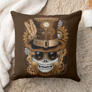 Skull Steampunk Voodoo Retro Machine Cushion