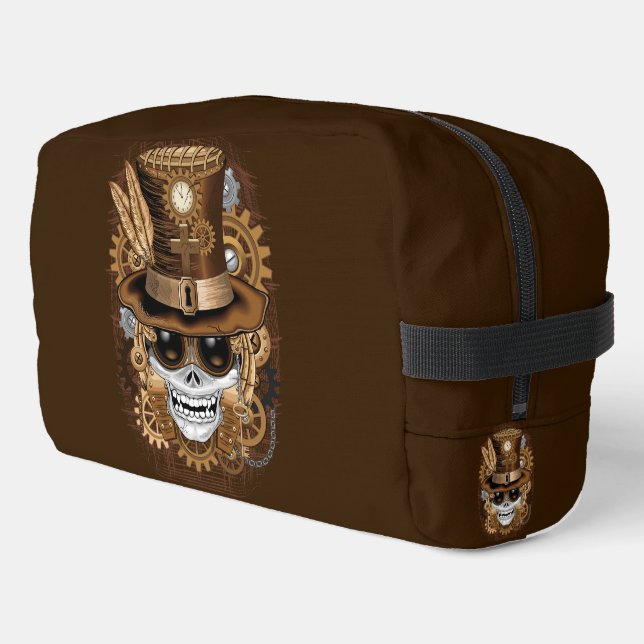 Skull Steampunk Voodoo Retro Machine Dopp Kit (Left Corner)