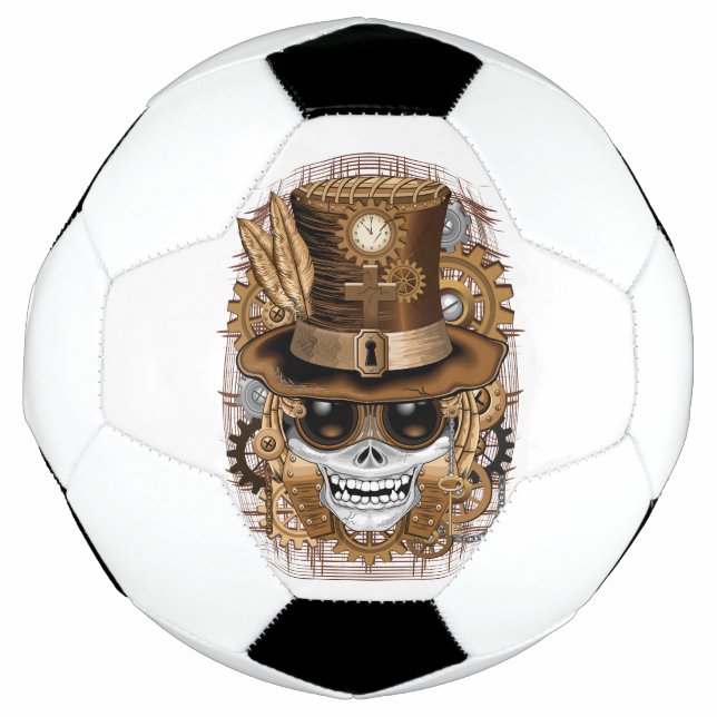 Skull Steampunk Voodoo Retro Machine Football (Front)