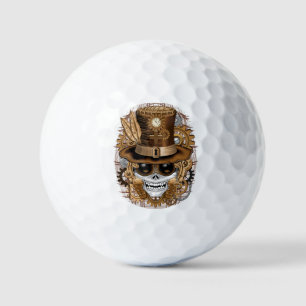 Skull Steampunk Voodoo Retro Machine Golf Balls