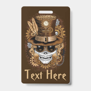 Skull Steampunk Voodoo Retro Machine ID Badge