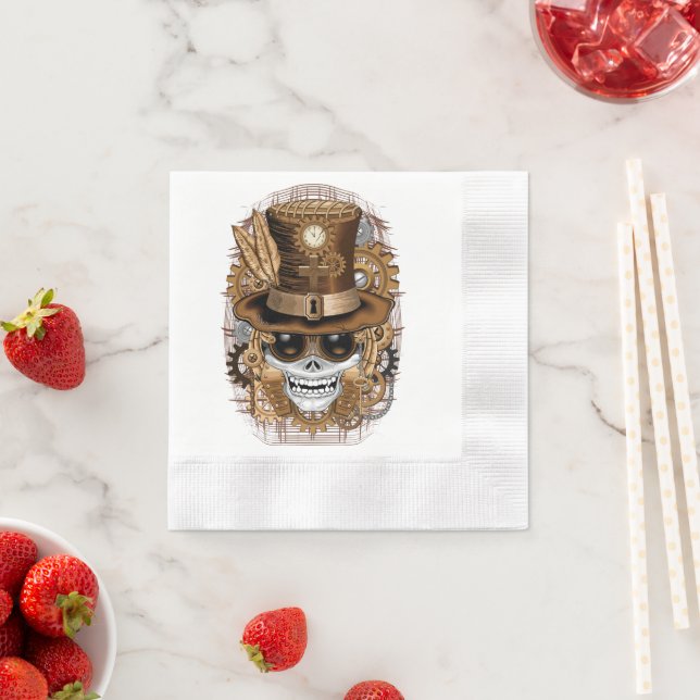 Skull Steampunk Voodoo Retro Machine Napkin (Insitu)