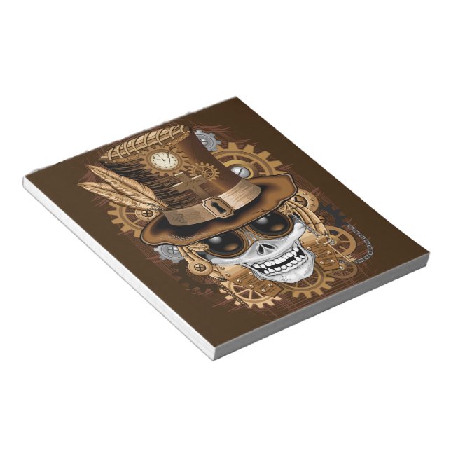 Skull Steampunk Voodoo Retro Machine Notepad (Angled)