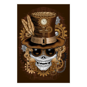 Skull Steampunk Voodoo Retro Machine Poster