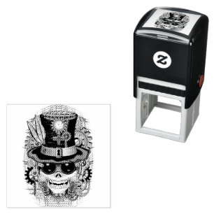 Skull Steampunk Voodoo Retro Machine Self-inking Stamp