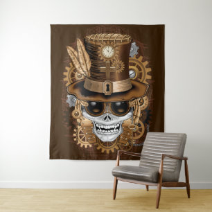 Skull Steampunk Voodoo Retro Machine Tapestry