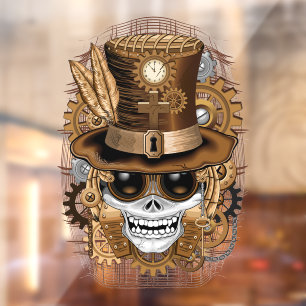 Skull Steampunk Voodoo Retro Machine Window Cling