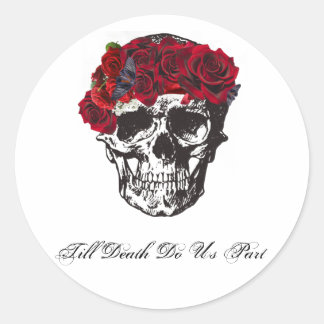 Skull Stickers - Till Death Do Us Part Red Rose