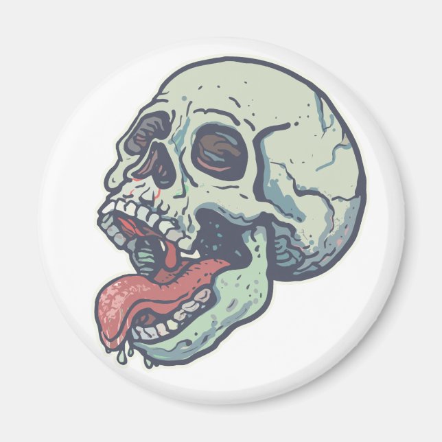 Skull Sticking Tongue Out Magnet (Front)