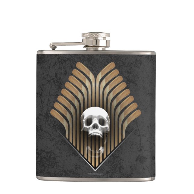 Skull & Sticks (Hockey) Hip Flask (Front)