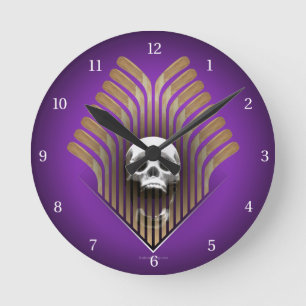 Skull & Sticks (Hockey) Round Clock