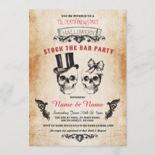 Skull Stock The Bar Party Halloween Gothic Invite