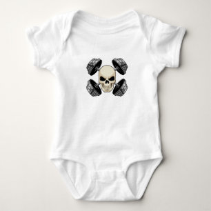 Skull Strength training Dumbbells Baby Bodysuit