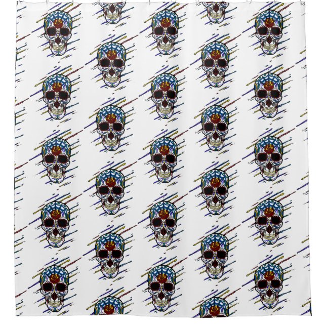 skull sugar skull shower curtain (Front)