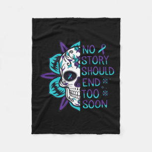 Skull Suicide Awareness Mental Health  Fleece Blanket