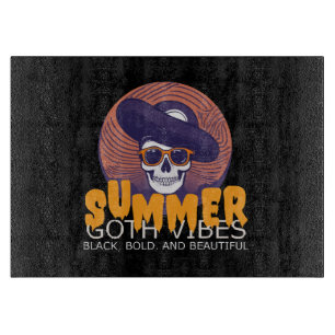 skull summer hat cutting board