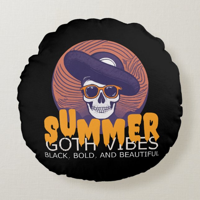 skull summer hat round cushion (Front)
