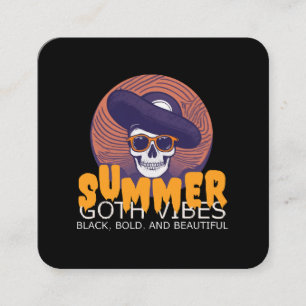 skull summer hat square business card